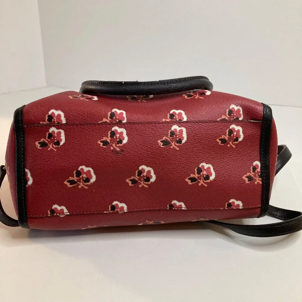 Womens Coach Bramble Rose MIni‎ Bennett Leather Satchel 9.5 x 6.5 x 4.5